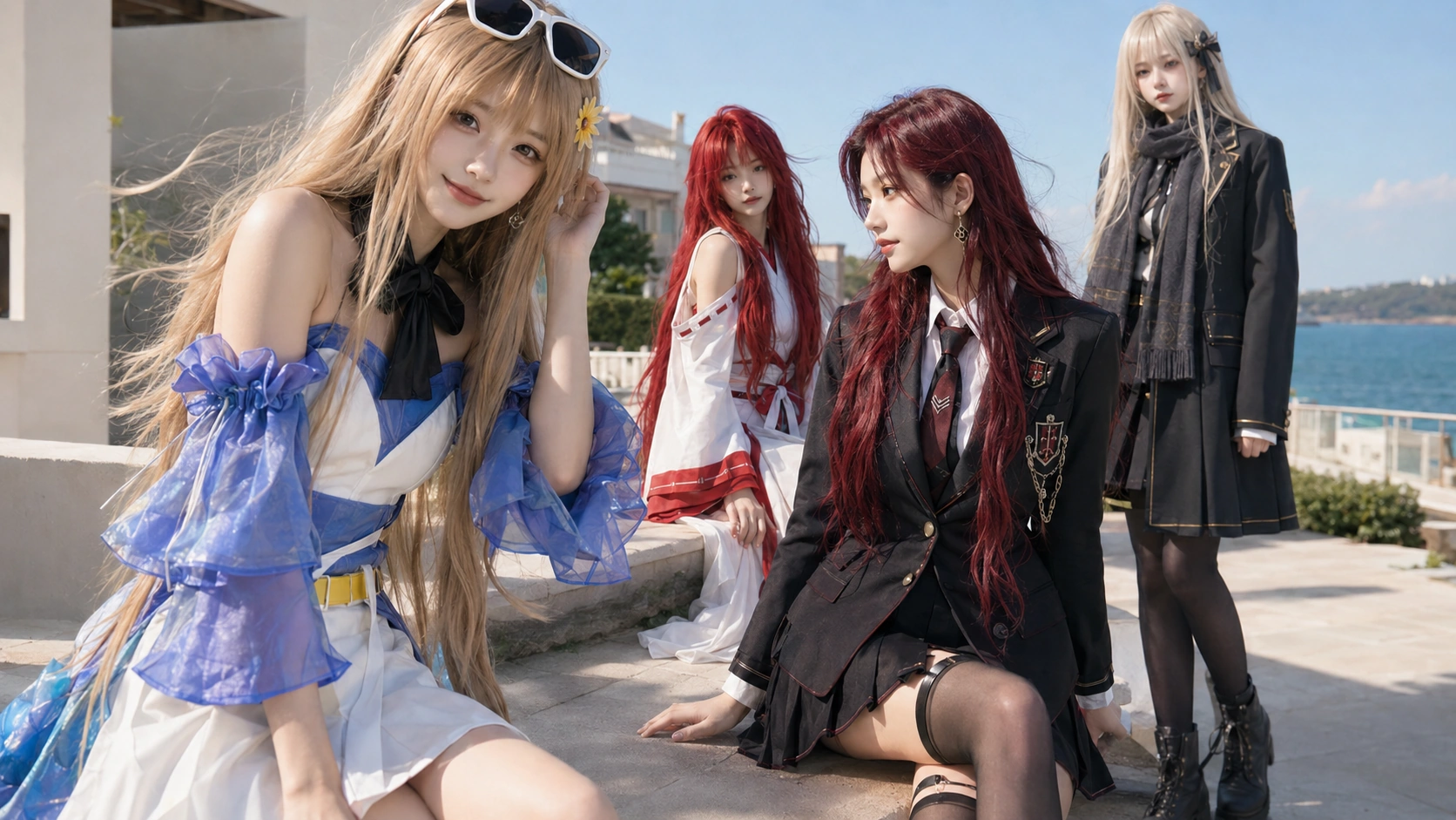 海边的四名女生